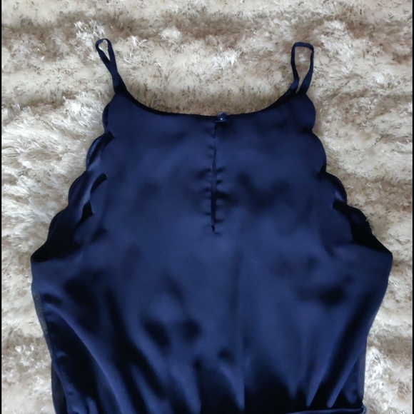 EUC Navy chiffon scalloped dress - Picture 4 of 5